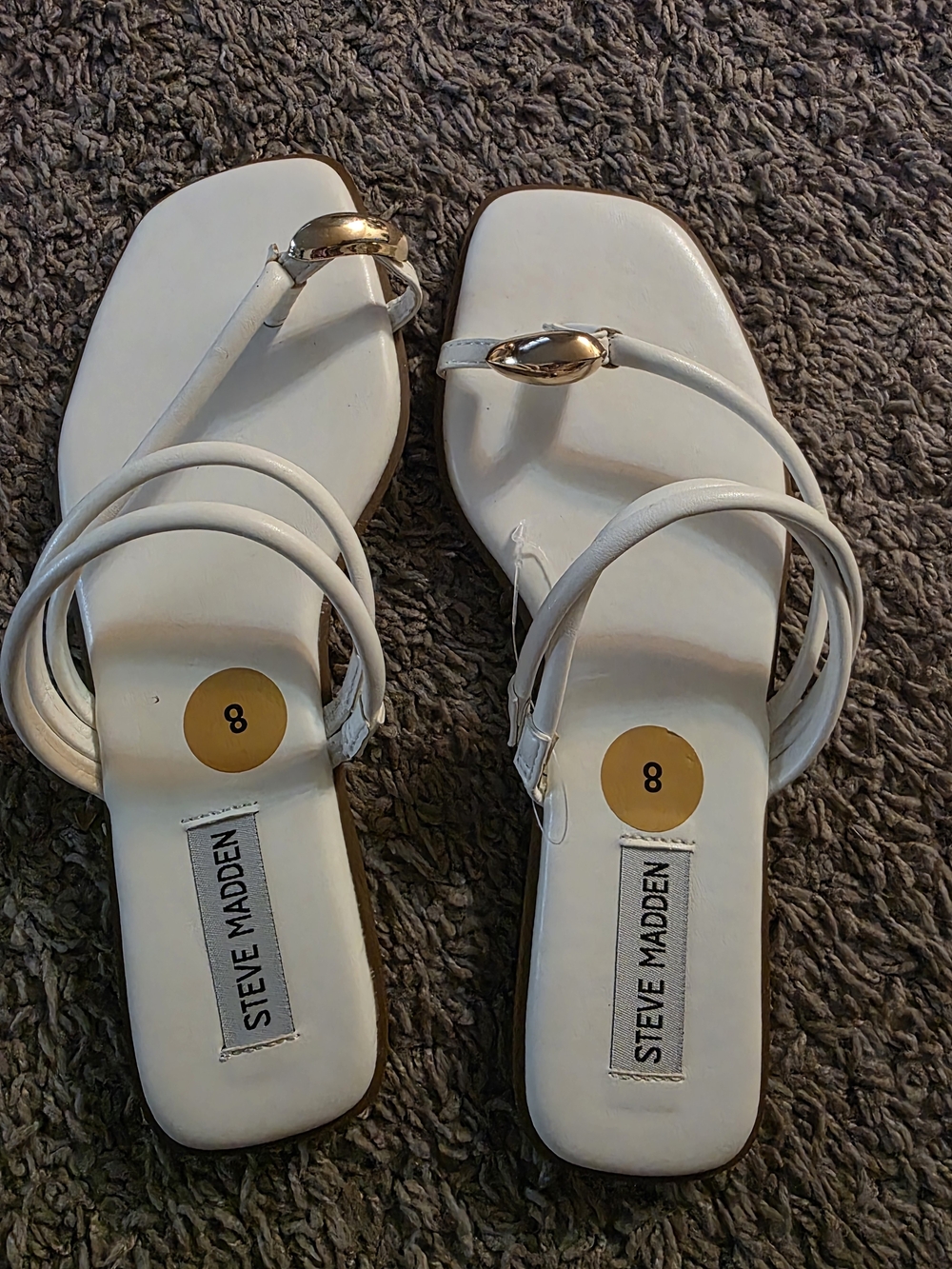 Steve Madden White Strappy Toe-Ring Sandals
